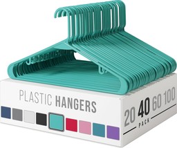 Clothes Hangers Plastic 40 Pack - Aqua Plastic Hangers - The - £25.75 GBP