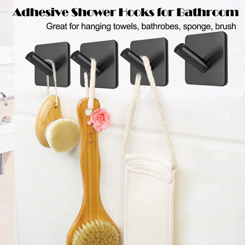 Black Locking Curve Adhesive Coat Hooks: Anti-Slip 15LB Towel Hooks Stick On-Bat Item image 5