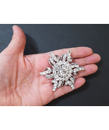 1pc Bridal Starfish Clear White Rhinestone Brooch Pin 2-1/2&quot; 6.3 cm widt... - £5.60 GBP