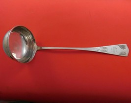 German .800 Silver Soup Ladle Bright-Cut Leaf Design Dated 1908 13&quot; Serving - £278.90 GBP