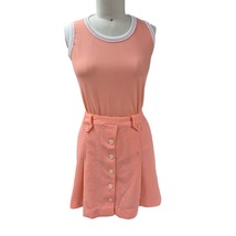 Sustainable VTG 70s Jantzen Knit Skirt &amp; Tank Set - Peach/Orange Sz L - $47.52