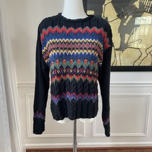 Vintage 80s Bold Fair Isle Liz Wear Claiborne Sweater Rainbow S - $428.54 MXN