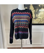 Vintage 80s Bold Fair Isle Liz Wear Claiborne Sweater Rainbow S - $23.04