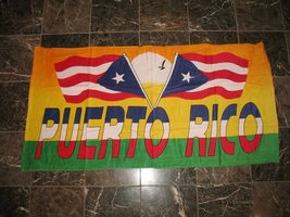 Puerto Rico Sun Tropical 2 Flags Sunset 30 x 60 Beach Towel (Cotton Twill) - £18.23 GBP