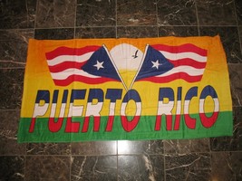 Puerto Rico Sun Tropical 2 Flags Sunset 30 x 60 Beach Towel (Cotton Twill) - $22.88