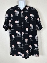 No Boundaries Men Size L Black Palm Tree Sunset Button Up Hawaiian Shirt - £5.31 GBP