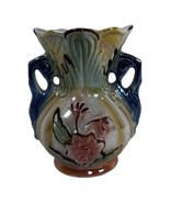 Brazil Lusterware Bud Vase 7.5&quot;  Floral Opalescent Pearlized Glaze w/  H... - £14.92 GBP