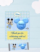 12 Baby Mickey Birthday DIY Customized Candy Bar Wrappers w Foil &amp; Clear... - £19.00 GBP
