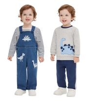 Little Me Boys Girls Coverall Set Blue Multicolor 4-Piece Tops Bottom Ov... - $45.99