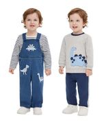 Little Me Boys Girls Coverall Set Blue Multicolor 4-Piece Tops Bottom Ov... - $64.12 CAD