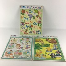 Milton Bradley 25pc Tray Puzzles Moms Babies What Letter Am I Sport Vint... - $38.56