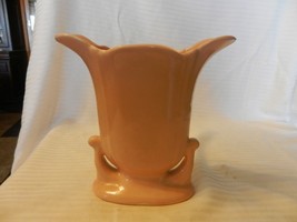 Vintage Pink Ceramic Flower Vase Tulip Shape 7.25&quot; Tall x 7&quot; x 2.75&quot; - $71.25