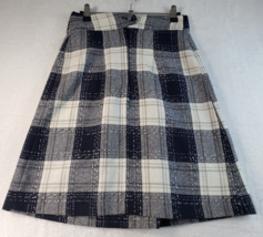 H&amp;M Skirt Womens Size 6 Black Cream Plaid Print Acrylic Blend Pull On - £11.10 GBP
