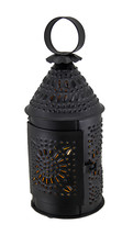 Zeckos Punched Tin Antique Blackened Finish Revere Candle Lantern 10 Inch - £28.60 GBP
