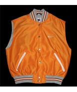 VTG NIKE Grey White Orange Nylon Lined Snap-Font 2-Pkt Vest Wm&#39;s? M (8-10) - $54.45 CAD