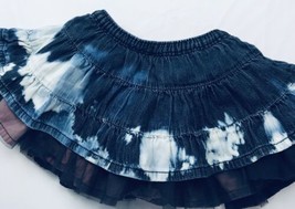 Baby Gap Vintage Custom Sz 6-12 M Distressed Tie Dyed Jean Ruffle Denim Skirt  - £23.72 GBP