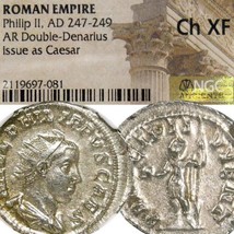 PHILIP II with Spear, Globe. NGC Certified Choice XF. Roman Double Denar... - £179.92 GBP
