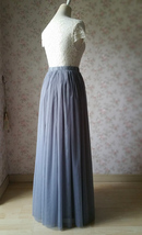 GRAY Full Tulle Skirt Women Custom Plus Size A-line Long Tulle Skirt image 6