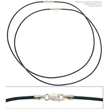 2 Black Leather Cord Necklaces Silver Clasp 18&quot; 1.5mm - £10.30 GBP