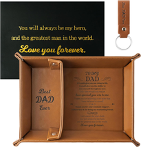 Best DAD Ever PU Leather Valet Tray and Keychain 3Pcs Brown PU Leather C... - $20.24