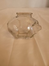 Vintage Anchor Hocking Textured Clear Glass Small Piggy Bank 4.5" - $9.89