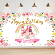 Princess Birthday Party Backdrop Pink Royal Castle Birthday Photography ... - £14.43 GBP