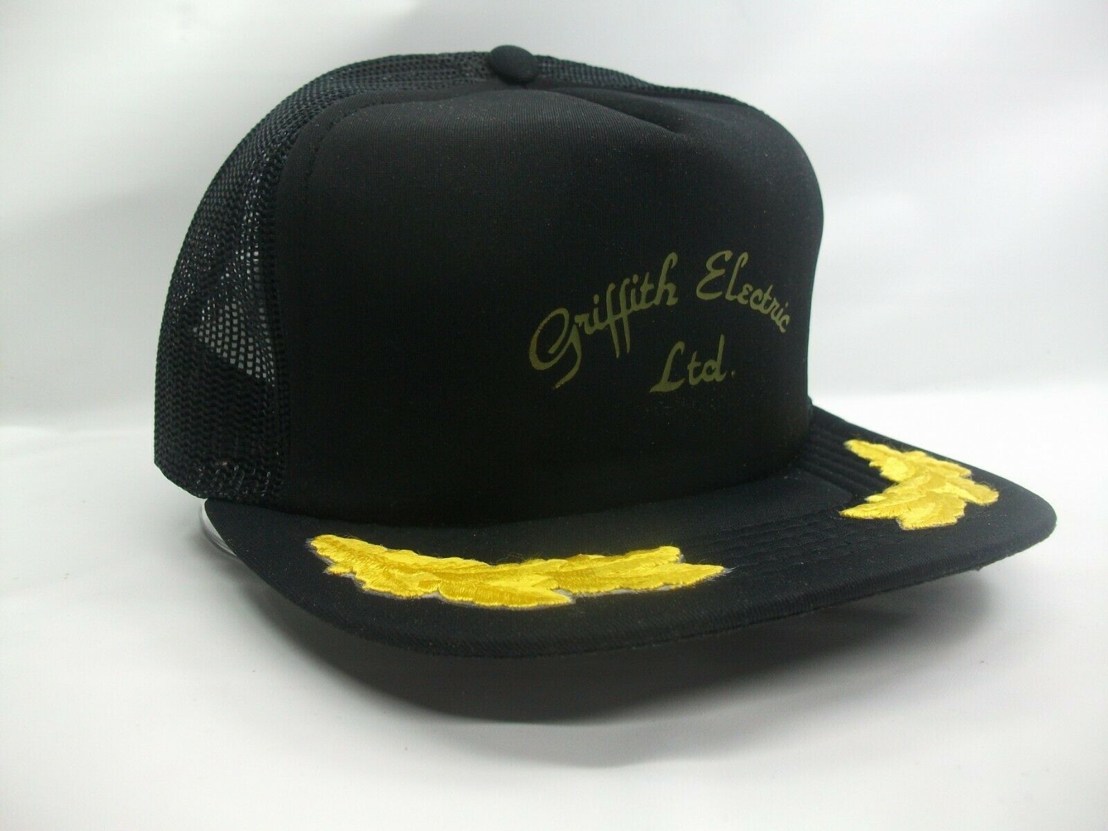 Primary image for Griffith Electric Script Hat Vintage Scrambled Eggs Black Snapback Trucker Cap