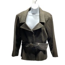 KAY UNGER Jacket Belted Peplum Puff Elbow Length Sleeves Zipped Women&#39;s Size 16 - £42.35 GBP