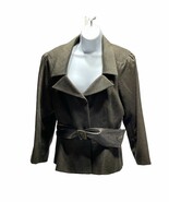 KAY UNGER Jacket Belted Peplum Puff Elbow Length Sleeves Zipped Women&#39;s ... - $1,026.18 MXN