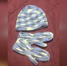 Toddlers 3 to 6 years knitted hat and Mittens New handmade - $20.00