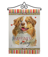 Yellow Australian Shepherd Happiness Garden Flag Set Dog 13 X18.5 Double... - £22.35 GBP