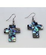 Abalone Cross Dangle Earrings - $194.34 MXN