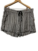 Lane Bryant Black &amp; White Striped Linen Blend Shorts - Size 18- Elastic ... - £15.56 GBP