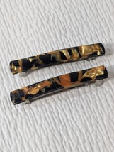 Vintage Tortoiseshell Barrette SET 2 Hair Clip brown sparkle Made in France - £18.53 GBP