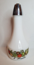 Gemco L&#39;Huile Oil Cruet Bottle Corning Spice of Life White Glass USA Vintage - £10.21 GBP