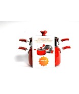 1 Rachael Ray Red Enamel 3 Qt Covered Sauce Pot with 7&quot; Steamer Insert N... - €95,51 EUR