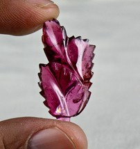 Natural Pink Tourmaline Carved Leaf 19.49 Ct Gemstone For Pendant Ring - £265.29 GBP