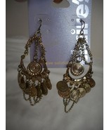 NWT Vintage Estate Costume dangle Earrings gold morroccan ethnic vibe 3.... - $186.00 MXN