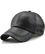 Unisex Adjustable Leather Baseball Cap for Men, Winter Hat  (Black) - $448.47 MXN