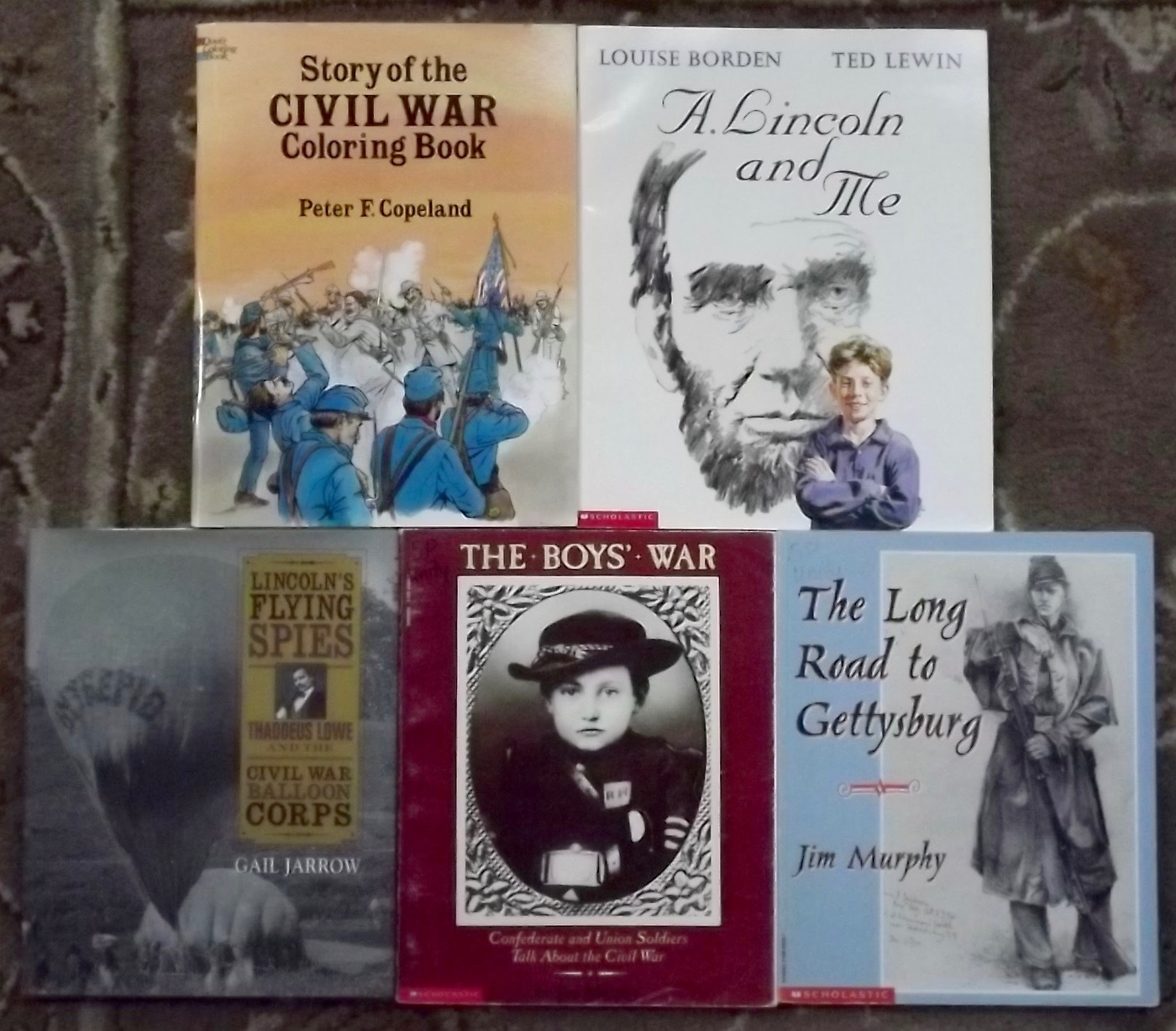 5 books The Long Road to Gettysburg, The Boys' War, Civil War Coloring Book - $14.00