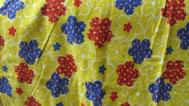 &quot;&#39;BRIGHT YELLOW WITH RED AND BLUE CALICO FLOWERS&quot;&quot; - VINTAGE FABRIC - $8.89