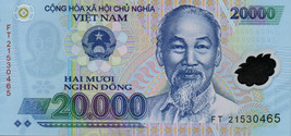 Vietnam P120m, 20,000 Dong, Ho Chi Minh / pagoda bridge UNC, 2022 POLYMER - £2.86 GBP