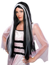 Rubie&#39;s Deluxe Vampira Vampire Witch 28&quot; Wig Black &amp; White Adult Accessory 50710 - £16.51 GBP