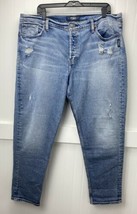 Silver Mom Jean Sz 36 (18) Hi-Rise Denim Jeans Plus Size Distressed Button Fly - £28.35 GBP