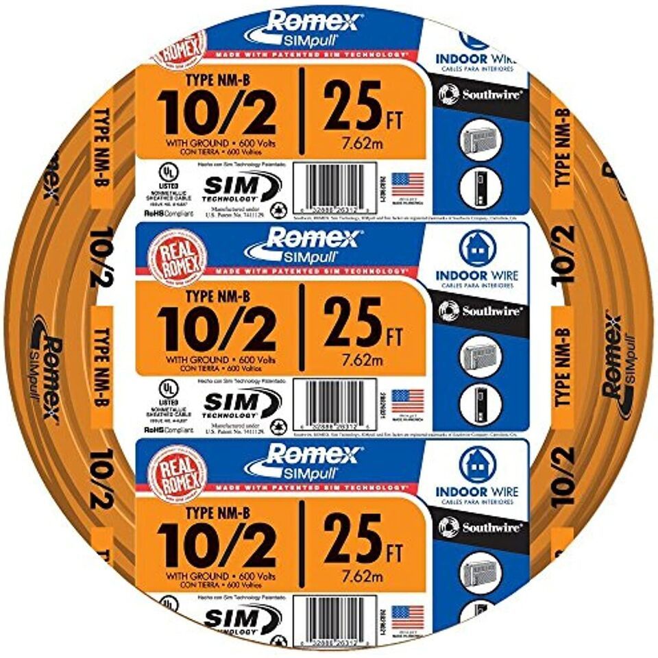 Southwire 28829021 25&#39; 10/2 with ground Romex brand SIMpull residential ... - $63.16