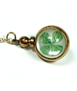 Vintage BUBBLE Charm Pendant Clover Screw Top GF 18&quot; Necklace Shamrock I... - £70.32 GBP