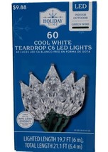 Holiday Time Cool White LED Teardrop Holiday String Lights, 21.1&#39;, 60 Count - £12.65 GBP