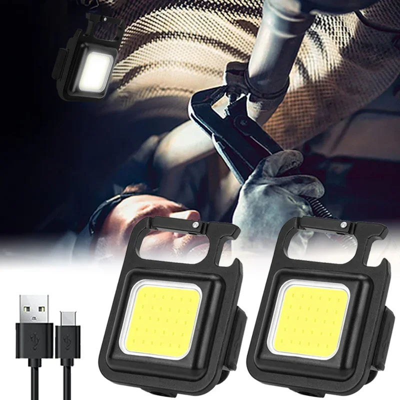 Mini Flashlight Rechargeable Glare COB Keychain Light USB Charging Emergency - £9.48 GBP
