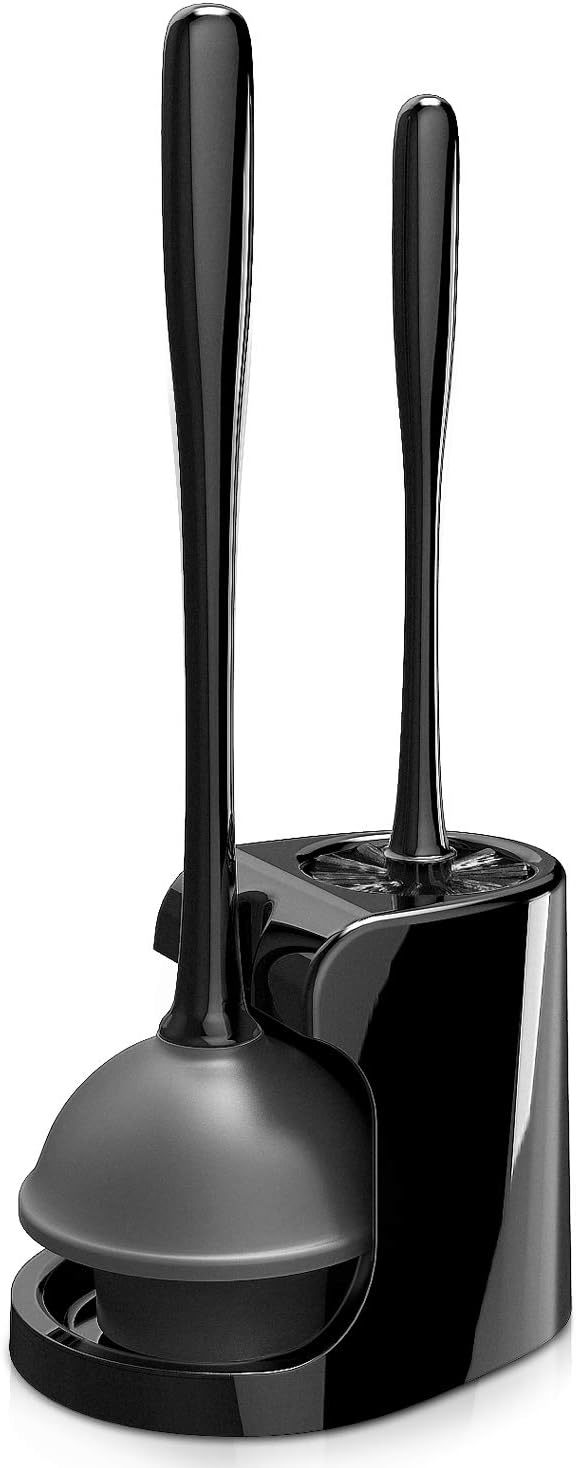 One Set Of Mrsiga Black Toilet Plunger And Bowl Brush Combo For Bathroom - $32.99