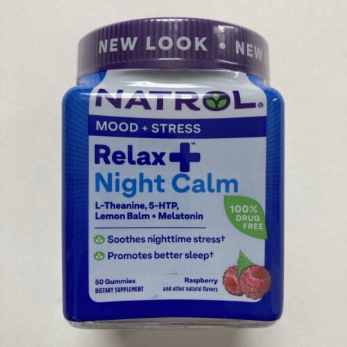 Primary image for Natrol Relax + Night Calm Raspberry Gummies, 50 Count, Exp 01/2025